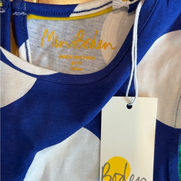 Mini Boden NWT Girls' Blue Polka Dot Dress - Picture 4 of 5